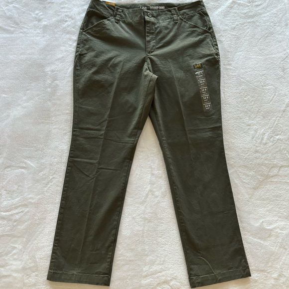 Lee Pants - LEE Eased Fit Slim Straight Mid Rise Green Tailored Chino Pants--NWT--12S